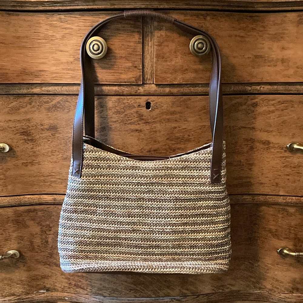 Brown and Tan Woven Tote Bag